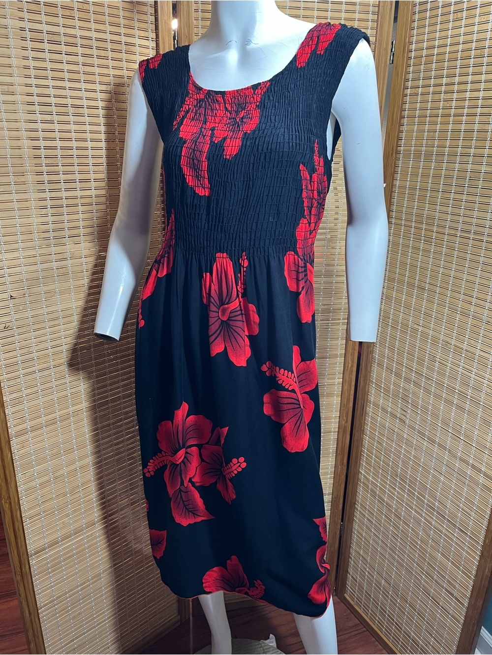 Favant Hawaiian Women's Smock Long Dress [Hibiscus] One Size 100% Rayon